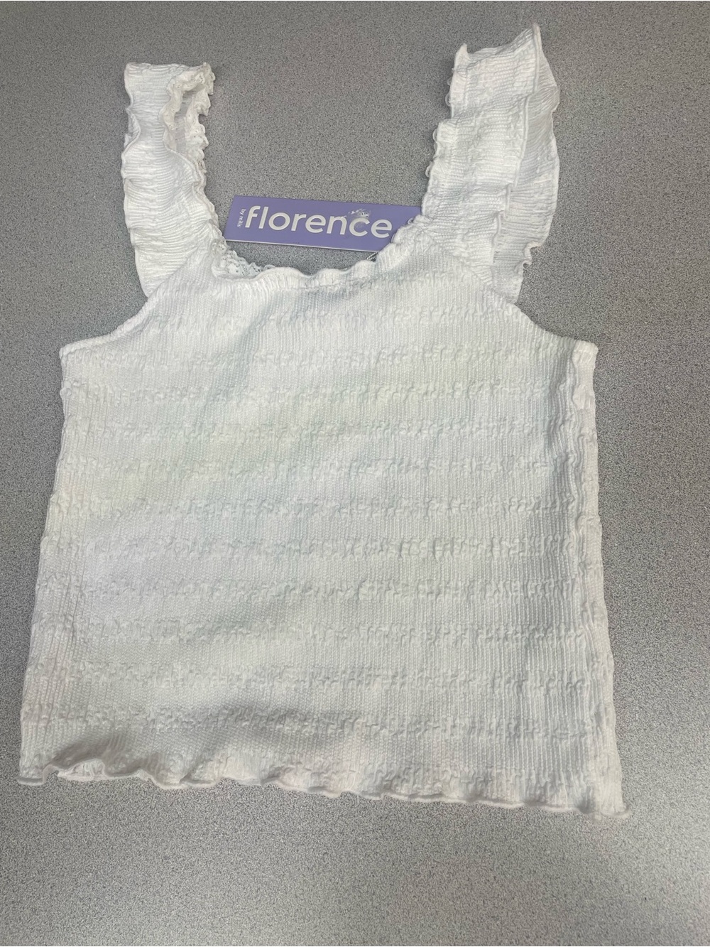 White Smocked Ruffle Strap Tank